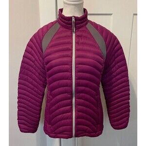 LANDS END Womens Down COAT/Jacket Long Sleeves PURPLE Gray Size S/P 6-8